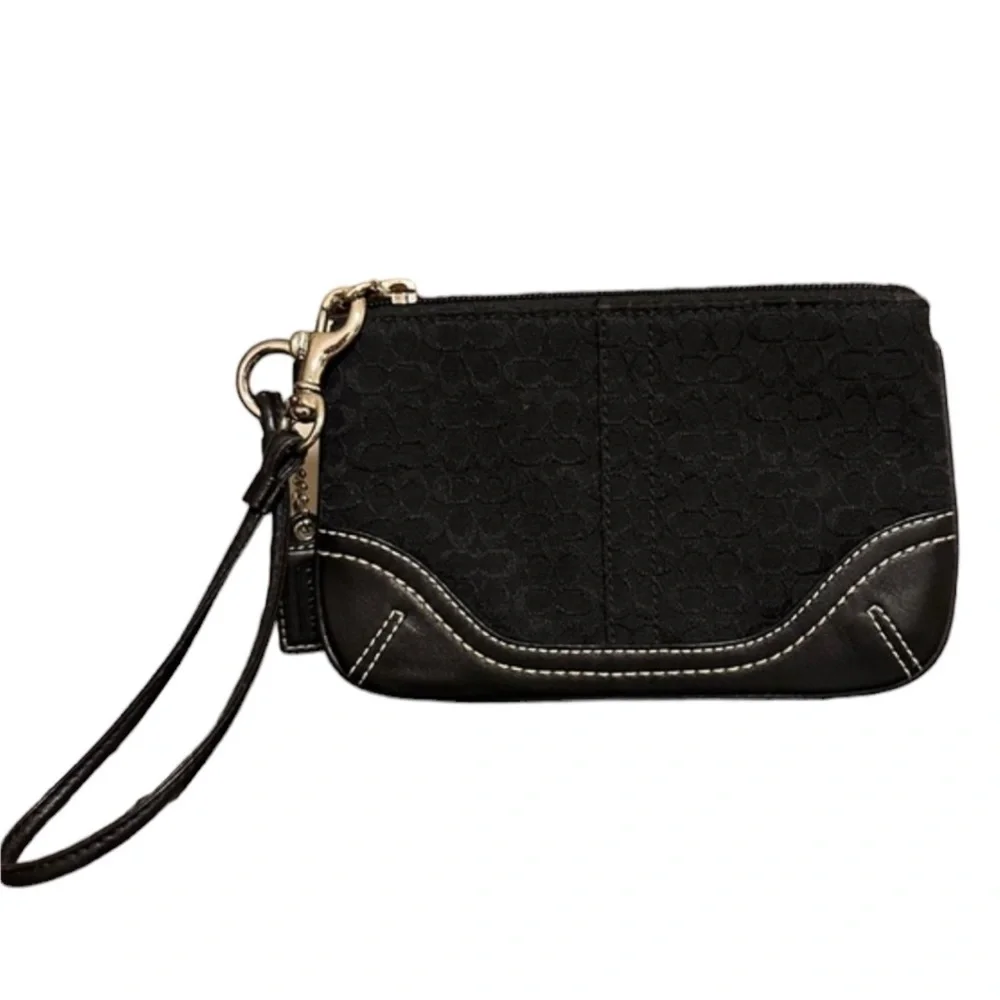 Coach Black Signature Wristlet